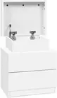 Bedside Table White with 2 Drawers and Lift up Storage Nightstand, Bedroom Furni