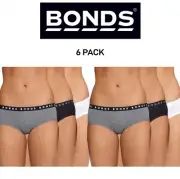 Bonds Womens Hipster Boyleg Breathable Cotton Stretchable Brief 6 Pack WUR4A