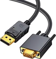 Duttek DisplayPort to VGA Cable 6FT/1.8M, Displayport to VGA Adapter Gold Plated 1080P@60Hz for Monitor, Laptop, PC, TV, Projector (Not Bidirectional)