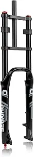 26 Inch Fat Bike Fork 4.0" Tires Mountain Bike Suspension Fork Travel 150mm E-Bike Air Fork Adjustable Rebound with Lockout Front Fork Straight Steerer Double Crown Disc Brake R 9x135mm(Black)
