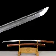Japanese Katana Handmade Damascus Folded Steel Shankou Full Tang Samurai Sword