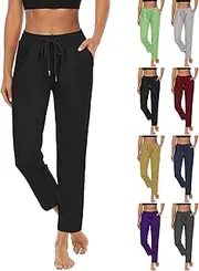 [Generic] Wide Leg Casual Pants for Women Plus Size Leg Yoga Pants Athletic Fit Jogging Pants Loose Casual Pants