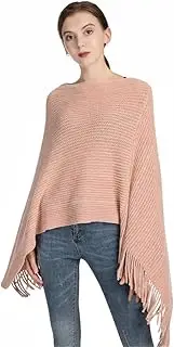 [HEYDHSDC] Solid Knitted Sweater Women Silver Wire Capes Ponchos Pullover Tassel Cloak Elegant Shawl
