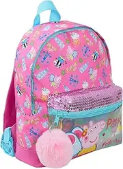 [Peppa Pig] Backpack Luxury Sequin Rucksack Girls Pink School Bag
