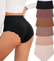 [YCQQPRO] Women's Seamless Briefs Seamless Underwear Women High Waist Comfortable Stretch Without Seam Breathable Hipster Panties Pack of 6
