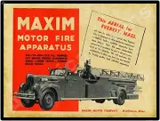 1949 Maxim Motor Co. New Metal Sign: Everett, Massachusetts Ladder Fire Truck