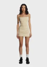 Taupe Snatched My Heart Mini Dress