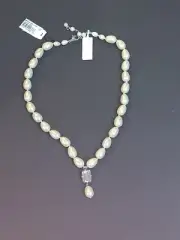 Napier Egg ShapeFaux Pearl Fashion Necklace, drop Faux Pearl/rhinestone pendant