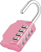 Combination Lock, 4-Digit Combination Padlock for Outdoor Use, School Lock, Gym Lock (Pink)