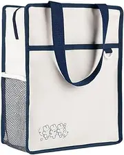 [Oaygat] A4 Document Organizer Canvas School Book Bag Portable Book Pouch File Tote Bag with Handle Large Capacity File Organiser Portfolio Case Zippered Travel Document Holder Briefcase Folder for Women Men