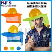 Blue Orange Yellow Hard Hat Sun Brim Helmet with Neck Flap Plastic Cloth Covered