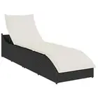 Folding Sun Lounger with Cushion and Storage Black Poly Rattan sunbed vidaXL