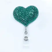 Blinged Dark Green Heart Retractable ID Badge Reel / ID Badge Holder / AZblinger