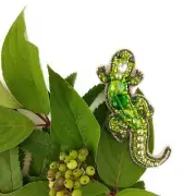 Beaded Embroider Kit, lizard brooch, Needlework Beading, DIY Craft Kit