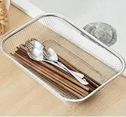 TONSNYZYJ Dishwasher Silverware Basket Dishwasher Basket Cutlery Silverware Basket Stainless Steel Flatware Drying Rack, Silver 11.7" x 8.6"x 2.4"