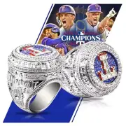 Texas Rangers 2024 MLB Championship ring Inc Wooden Display box