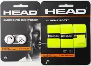 HEAD Djokovic Racquet Dampener (White) + Xtreme Soft Overgrip (Yellow) COMBO