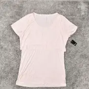 NEW Torrid Women's Plus Size 2 Blouse Top Short Sleeve Pink Solid Rayon Crew Nec