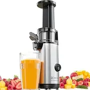 Masticating Juicer, Slow Masticating Juicer Extractor, Professional Mini Cold Press Juicer Machine with Brush, Quiet Motor, 600ML Jug, Reverse Function, for Fruits & Vege