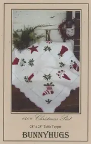 Bunny Hugs Christmas Past Table Topper Applique Wool Work Folk Art Pattern