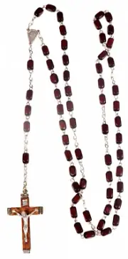 Irish J. C Walsh & Sons, Ireland MAROON WOODEN SQUARE ROSARY W40513