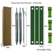 Silver Spike Heavy-Duty Tree Anchoring Kit - 9-Piece Set with Ground Stakes, St