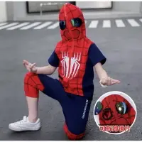 在飛比找樂天市場購物網優惠-【台灣現貨】兒童蜘蛛人衣服男童蜘蛛人短袖套裝男孩超級英雄變裝
