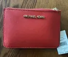 NWT Michael Kors Jet Set Travel Small Light TZ Coinpouch ID Wallet Dk Sangria
