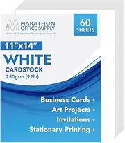MOS Cardstock Paper – 11” x 14”, 250 GSM, 60 Sheets – Heavyweight White Poster Board Paper for Menus, Certificates & Crafts – Smooth Finish, Printer-Friendly