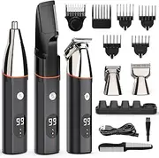 FISHOAKY Mens Grooming Kit, Beard Trimmer Men【5 heads&2WAY Charging&Magnetic】Mens Beard and Body Trimmer for Groin, Nose, Beard, Hair, and Face(6 limit combs, 2 adjustable)