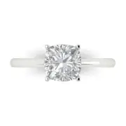 14K White Gold Solitaire Promise Ring, 2 ct Cushion Cut Simulated Diamond