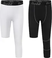 [Runhit] 2 Pack Boys Youth Compression Pants - Quick Dry Sports Leggings Tights Basketball Football Base Layer