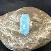 Womens Blue Larimar Navajo Sterling Silver Ring Size 7 17662