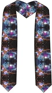 [SKKNT] Universe Galaxy Space Print Graduation Shawl Stole For Academic Commencements Honor Sash Congratulations Gift, Sharp Corner, One Size
