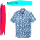 Southern Tide - Happy Hour Short Sleeve Button Down Sport Shirt, Blue, Small
