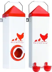 Rentacoop Twin Cup Chicken Waterer Feeder Set 2 Gal 10 LB Capacity