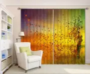 3D Yellow leaf6 Blockout Photo Curtain Printing Curtains Drapes Fabric Window AU