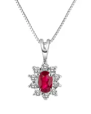 Diana M. Fine Jewelry 14K 0.35 ct. tw. Diamond & Ruby Pendant Necklace