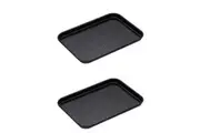 2x Mastercraft 24cm Rectangle Pro Vitreous Enamel Baking Sheet Oven Tray Pan BLK