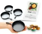 KUHA Mini Cast Iron Skillets 4” (Pack of 4) - Black Non Stick Frying Pans wit...