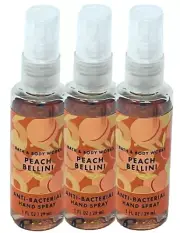 3 BATH & BODY WORKS TRAVEL PEACH BELLINI ANTI-BACTERIAL HAND SPRAY 1 FL OZ NEW