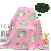 Glow in The Dark Blanket Cute Throw Size 40" x 50" (100 x 130 cm) Glowing Frog