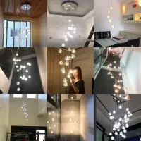 在飛比找蝦皮商城精選優惠-美式櫻桃水晶玻璃球吊燈現代複式樓梯燈LED餐廳創意個性流星吊