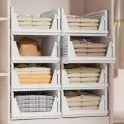 Proarea Stackable Plastic Storage Basket Closet Organizer Bin Foldable Clothe...