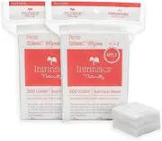 Intrinsics Petite Silken Wipes – 2"x2" 4-Ply Lint-Free Cotton Pads – Low-Absorbent, Soft, and Biodegradable – 2 Pack (400 Count)