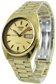Seiko 5 Automatic Gold Dial Day And Date Stainless Steel SNXL72K1 30M Mens Watch