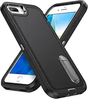IDweel iPhone 8 Plus Case,iPhone 7 Plus/iPhone 6S Plus/iPhone 6 Plus Case with Build-in Kickstand,Heavy Duty Protection Shockproof Anti-Scratch Rugged Slim Fit Protective Durable Hard Cover,Black