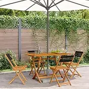 Generic Folding Garden Chairs 4 pcs Black Solid Wood Acacia