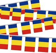 32FT Small Romania Pennant Flag Bunting,30 PCS Mini String Banner Strip Romanians National Decor Rectangle for Holiday Restaurant Home Party School