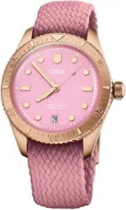 Oris Divers Sixty-Five Bronze Bezel & Case Pink DIal Automatic Ladies Watch
